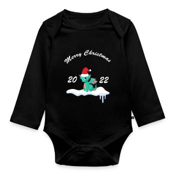 Merry Christmas 2022 - Baby Bio-Langarm-Body - Schwarz - Vorne