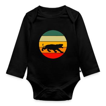 Animal Lovers Asia Predator Gift Retro Tiger - Organic Longsleeve Baby Bodysuit - black - Front