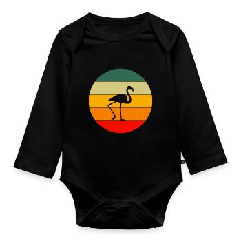 Bird Lovers Tropical Animal Gift Flamingo - Organic Longsleeve Baby Bodysuit - black - Front