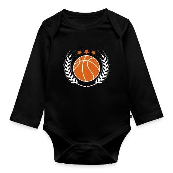 Basketball basketball players - Organic Longsleeve Baby Bodysuit - black - Front