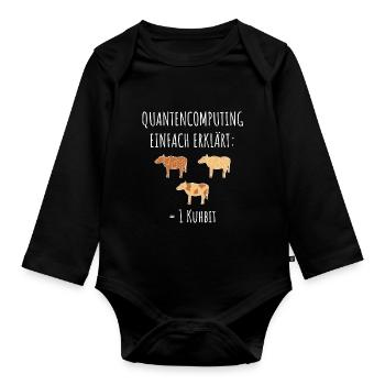 Quantencomputing mit Kühen Lustig Geschenk Kuhbit - Baby Bio-Langarm-Body - Schwarz - Vorne