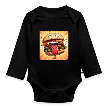 Burger fou - Body Bébé bio manches longues - noir - Devant