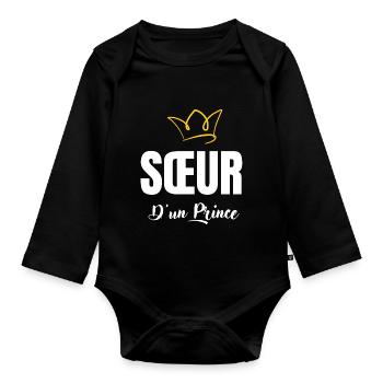 sœur d'un prince - Body Bébé bio manches longues - noir - Devant