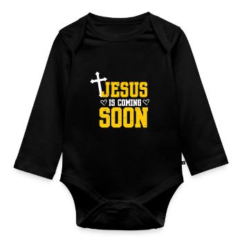 Jesus Christen Gott Religion Kreuz Glaube Kirche - Baby Bio-Langarm-Body - Schwarz - Vorne