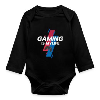 Le jeu est ma vie - Body Bébé bio manches longues - noir - Devant