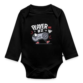 Gamer Player 2 console video games Family - Organic Longsleeve Baby Bodysuit - black - Front