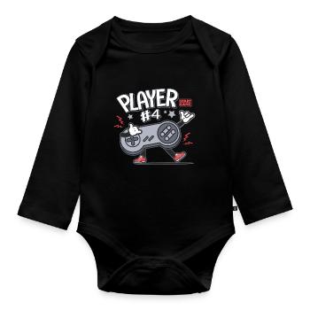 Gamer Player 4 console video games Family - Organic Longsleeve Baby Bodysuit - black - Front