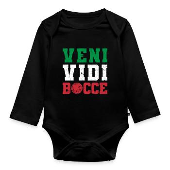 Veni Vidi Bocce Ball, Funny Italian Bocci - Baby Bio-Langarm-Body - Schwarz - Vorne