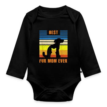Meilleur propriétaire de chat de chien de mère en fourrure - Body Bébé bio manches longues - noir - Devant