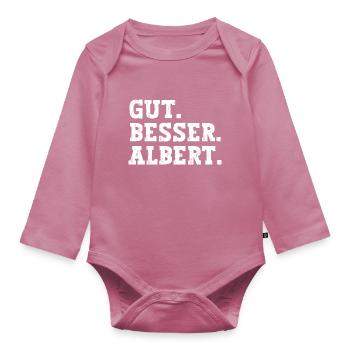 Gut Besser Albert Lustiger Spruch Name Albert - Baby Bio-Langarm-Body - Mauve - Vorne
