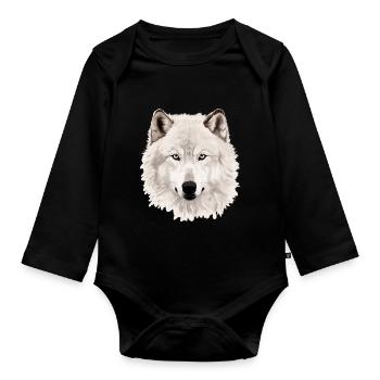 Fearless Eye Of The Wolf Face White Wolf Graphic - Body Bébé bio manches longues - noir - Devant
