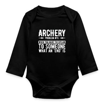 Bogenschießen Archery - Baby Bio-Langarm-Body - Schwarz - Vorne