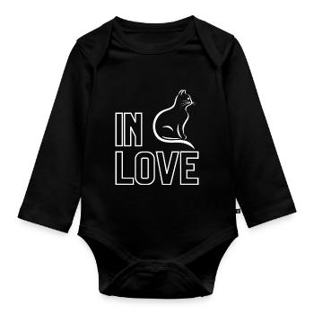 Chat amoureux - Body Bébé bio manches longues - noir - Devant