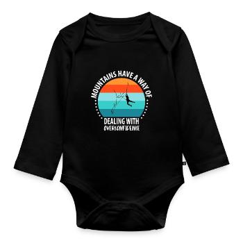 Vintage Bouldern Boulderer Klettern Kletterer - Baby Bio-Langarm-Body - Schwarz - Vorne