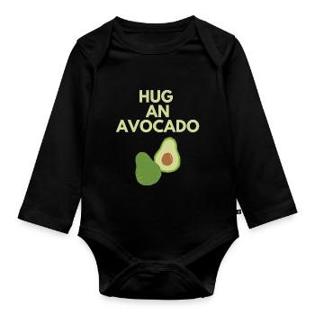 HUG AN AVOCADO - Organic Longsleeve Baby Bodysuit - black - Front