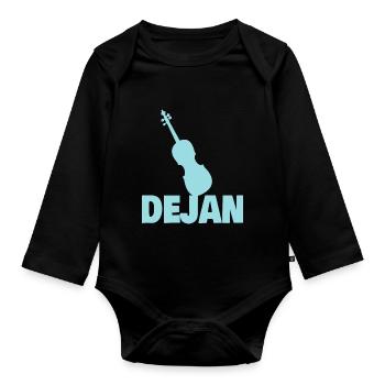 Cello Dejan - Baby Bio-Langarm-Body - Schwarz - Vorne