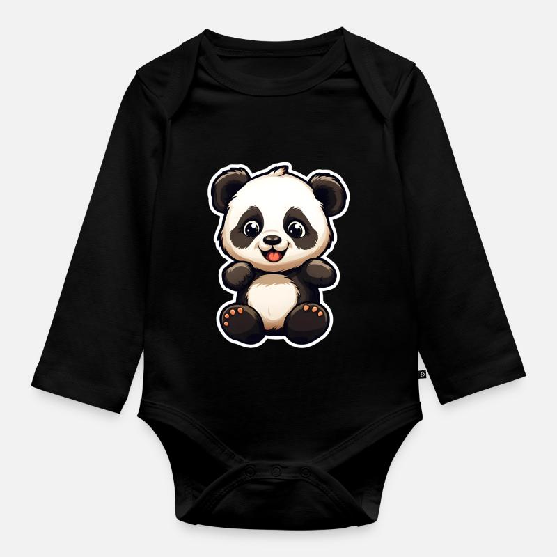 être un panda - Body Bébé bio manches longues - noir