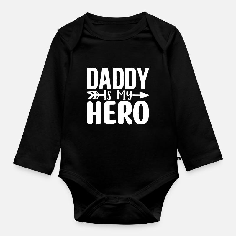 Papa est mon héros - Body Bébé bio manches longues - noir