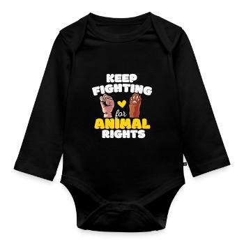 Tierrechte Tierschutz Vegan Vegetarier Tierfreund - Baby Bio-Langarm-Body - Schwarz - Vorne
