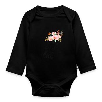 Blühendes Haar - Baby Bio-Langarm-Body - Schwarz - Vorne