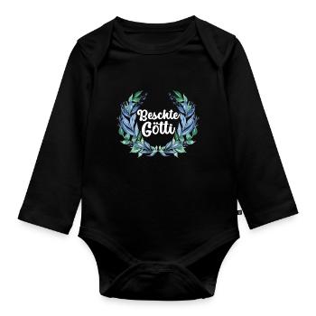 Beschte Götti uf da Welt bescht Götti Schweiz - Baby Bio-Langarm-Body - Schwarz - Vorne