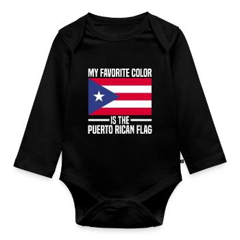 Puerto Rico Flagge | Puerto Ricaner Geschenkideen - Baby Bio-Langarm-Body - Schwarz - Vorne