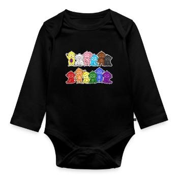 Pride Progress Flagge Affen für Gleichberechtigung - Baby Bio-Langarm-Body - Schwarz - Vorne