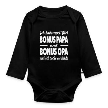 Stiefpapa Stiefopa Stiefgroßvater Geschenk - Baby Bio-Langarm-Body - Schwarz - Vorne