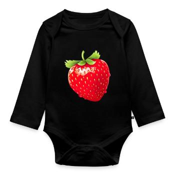 Erdbeere Erdbeeren für einen Erdbeer Liebhaber - Baby Bio-Langarm-Body - Schwarz - Vorne
