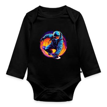 Snowboard ou ski puis après-ski - Body Bébé bio manches longues - noir - Devant