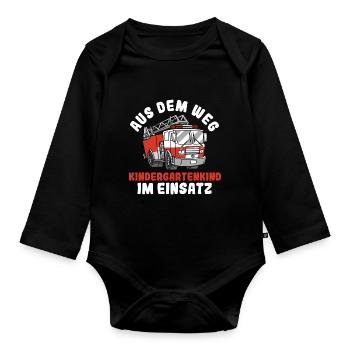Aus Dem Weg Kindergartenkind im Einsatz Feuerwehrf - Baby Bio-Langarm-Body - Schwarz - Vorne