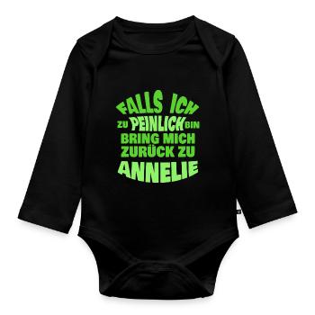 Annelie als Jungesellenabschied - Baby Bio-Langarm-Body - Schwarz - Vorne