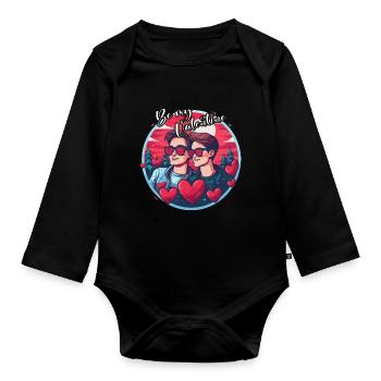 LGBT Gay Valentine's Day Idea for Gays - Organic Longsleeve Baby Bodysuit - black - Front
