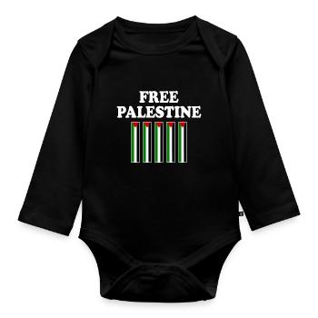 Free palestine - Baby Bio-Langarm-Body - Schwarz - Vorne
