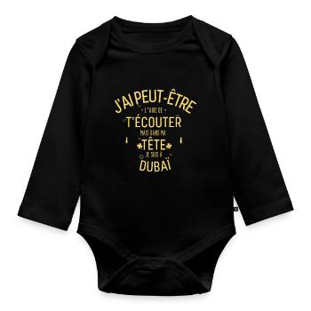 Dans ma Tête je suis à Dubaï - Body Bébé bio manches longues - noir - Devant