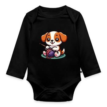 Chien tricot tricot chien pull Art - Body Bébé bio manches longues - noir - Devant