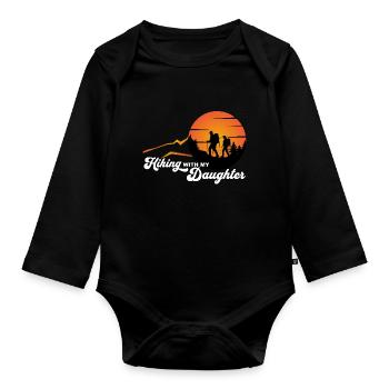 Randonner avec ma fille - wandern mit Tochter - Body Bébé bio manches longues - noir - Devant
