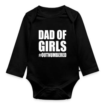 Dad of girls outnumbered - Body Bébé bio manches longues - noir - Devant