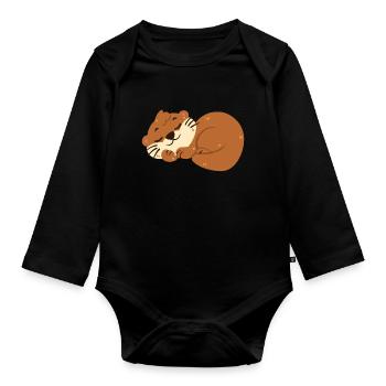 Otter sleeps - Organic Longsleeve Baby Bodysuit - black - Front