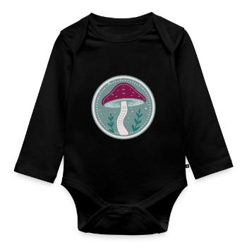 Mystic mushroom - Organic Longsleeve Baby Bodysuit - black - Front
