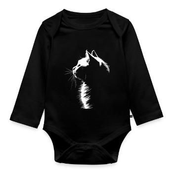 Chat, Motif De Chat - Body Bébé bio manches longues - noir - Devant