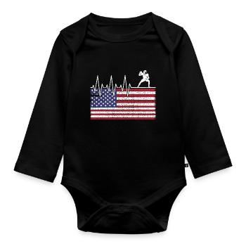 US Flag American Football - Baby Bio-Langarm-Body - Schwarz - Vorne