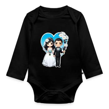 just married - pour mariage - Body Bébé bio manches longues - noir - Devant