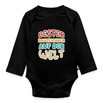 Berufung Bauzeichner - Baby Bio-Langarm-Body - Schwarz - Vorne