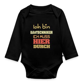 Bautechniker als Beruf - Baby Bio-Langarm-Body - Schwarz - Vorne