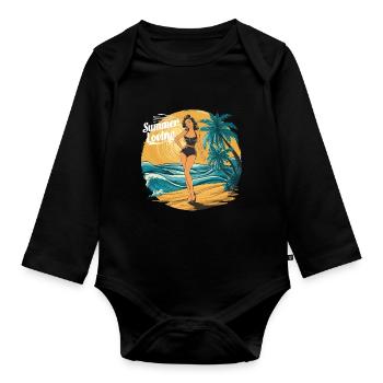 Retro Summer Loving Beach Vibes für einen - Baby Bio-Langarm-Body - Schwarz - Vorne