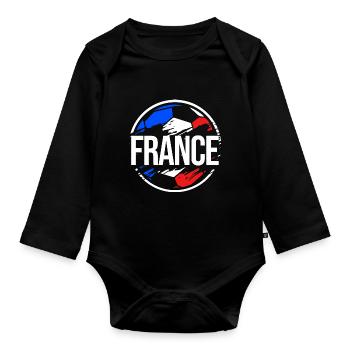 Frankreich Fußball - Baby Bio-Langarm-Body - Schwarz - Vorne