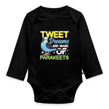 Tweet Dreams Are Made Of Parakeets - Baby Bio-Langarm-Body - Schwarz - Vorne