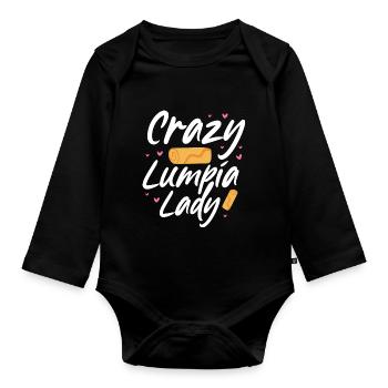 crazy lumpia lady Design pour une fille fan de lumpia - Body Bébé bio manches longues - noir - Devant