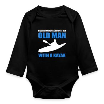 Kayaking Kayaking Father Grandpa Dad Grandfather - Organic Longsleeve Baby Bodysuit - black - Front